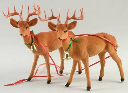 Animals Pair Of Reindeers With Bells - No Box