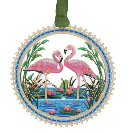 Coastal Ornaments Pink Flamingo Scape - Boxed