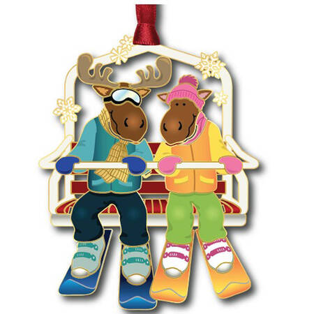 Nature Ornaments Moose On Chairlift - Boxed