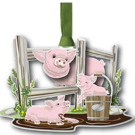 Nature Ornaments Mama Pig & Piglets - Boxed