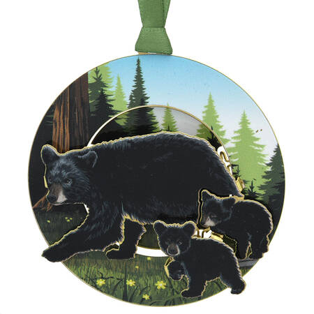Nature Ornaments Black Bear & Cubs - With Box