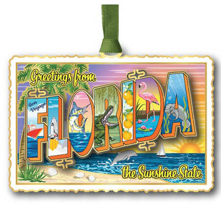 State Postcard Ornaments Florida Vintage Postcard - Boxed