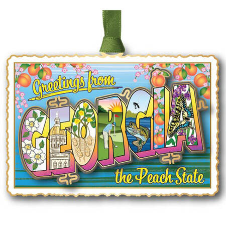 State Postcard Ornaments Georgia Vintage Postcard - With Box