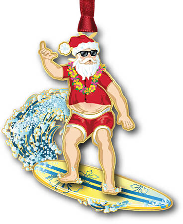 Christmas Ornaments Surfing Santa - Boxed