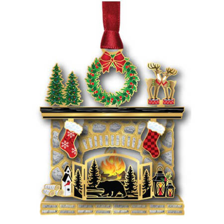 Christmas Ornaments Woodland Fireplace - With Box