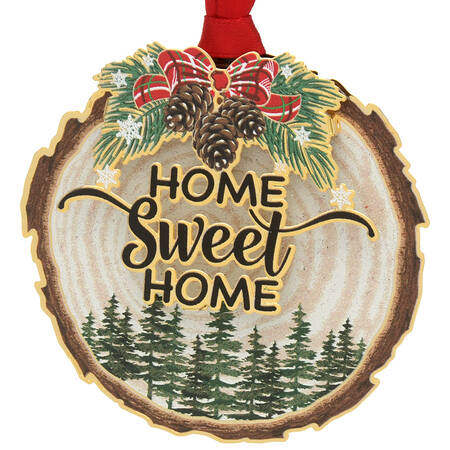 Christmas Ornaments Home Sweet Home Wood Slice - Boxed