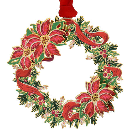 Christmas Ornaments Poinsettia Wreath - Boxed