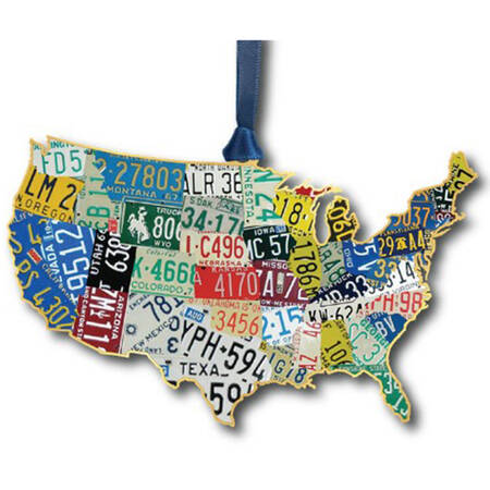 Americana Ornaments USA License Plate Map - Boxed