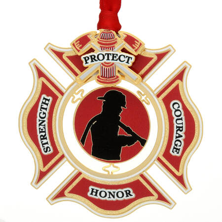 Americana Ornaments Firefighter Shield - Boxed