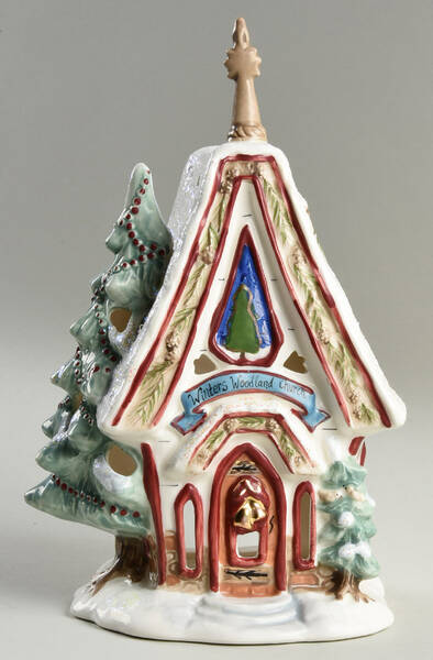 Christmas Candle Houses Winter Woodland Church - No Box