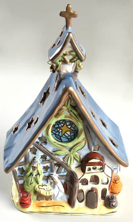 Christmas Candle Houses Nativity Church - No Box
