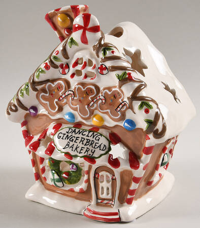 Christmas Candle Houses Dancing Gingerbread Bakery - No Box