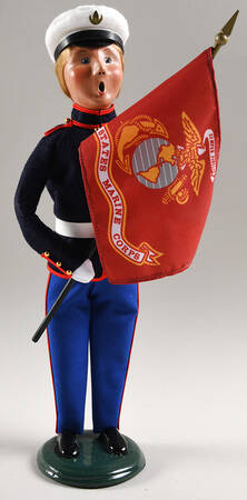 Military Service Members Marine Woman With Flag - No Box