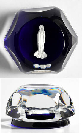 Sulphide Paperweight Madonna - Cobalt Smooth Base - Boxed