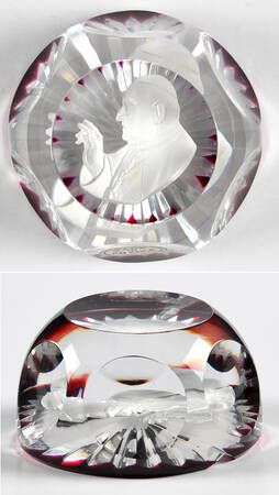 Sulphide Paperweight Pope John Xxiii - Red Star Cut - No Box