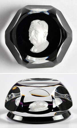 Sulphide Paperweight Theodore Roosevelt - Smooth Amethyst - Boxed