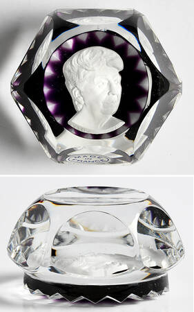 Sulphide Paperweight Eleanor Roosevelt - Star Cut Amethyst  - With Box