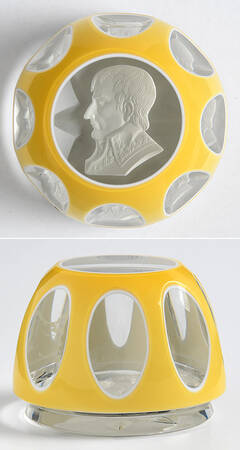 Sulphide Paperweight Bonaparte - Yellow Overlay - Boxed