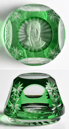 Sulphide Paperweight James Monroe - Flashed  Green  - Boxed