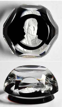 Sulphide Paperweight James Monroe - Orange Smooth Base - Boxed