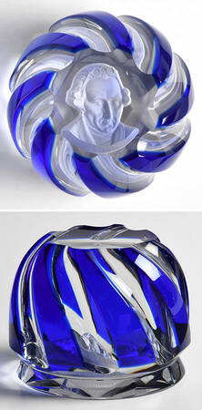 Sulphide Paperweight Patrick Henry - Blue Swirl - Boxed