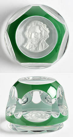 Sulphide Paperweight Thomas Paine - Green Overlay - Boxed