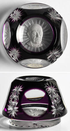 Sulphide Paperweight Adlai Stevenson - Amethyst Overlay Star  - Boxed