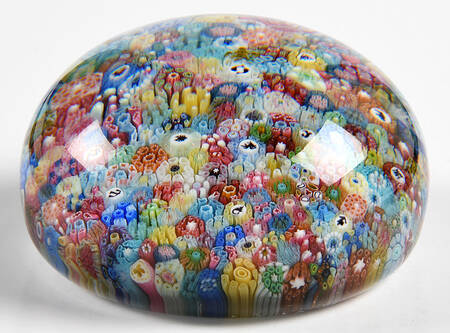 Millefiori Cane Paperweight Zodiac Millefiori Cane 1970 - Boxed