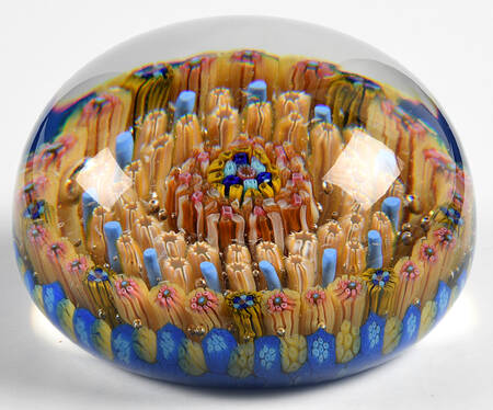 Millefiori Cane Paperweight 6 Ring Spaced Concentric - Boxed
