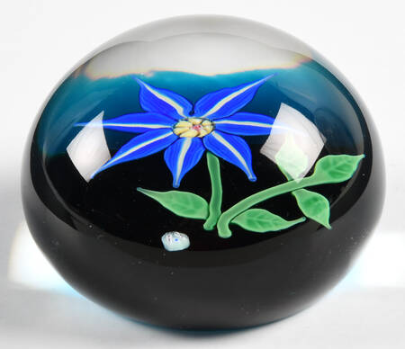 Limited Edition Dated Paperweight Blue Flower  - Boxed