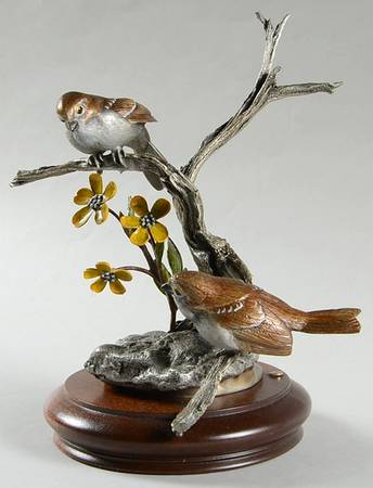 Chilmark Pewter Figurines Sparrows - Boxed