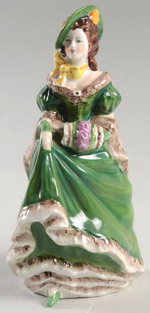 Coalport Figurines Judith Ann-Green And Brown Dress - No Box