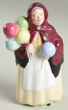 Coalport Figurines Balloon Seller-Maroon Shawl - No Box
