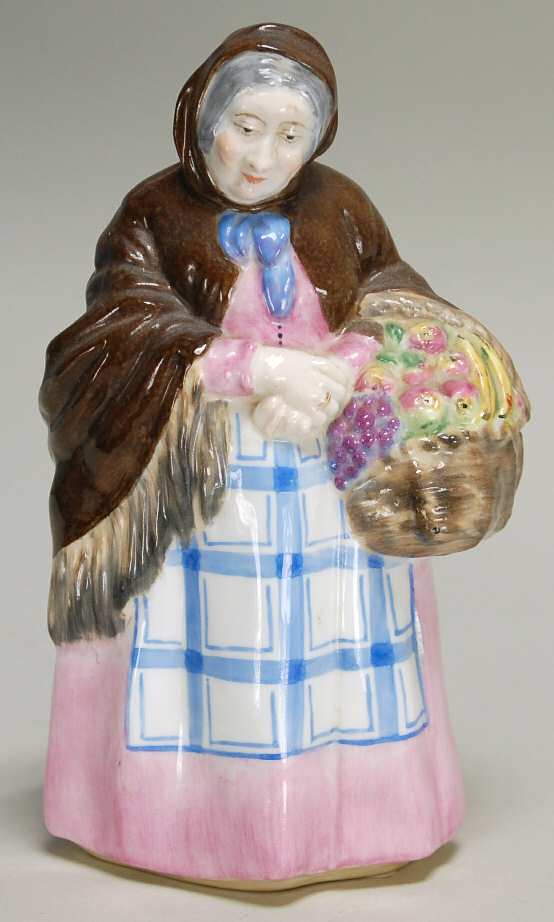 Coalport Figurines Market Woman-Pink Dress, Brown Shawl - Boxed