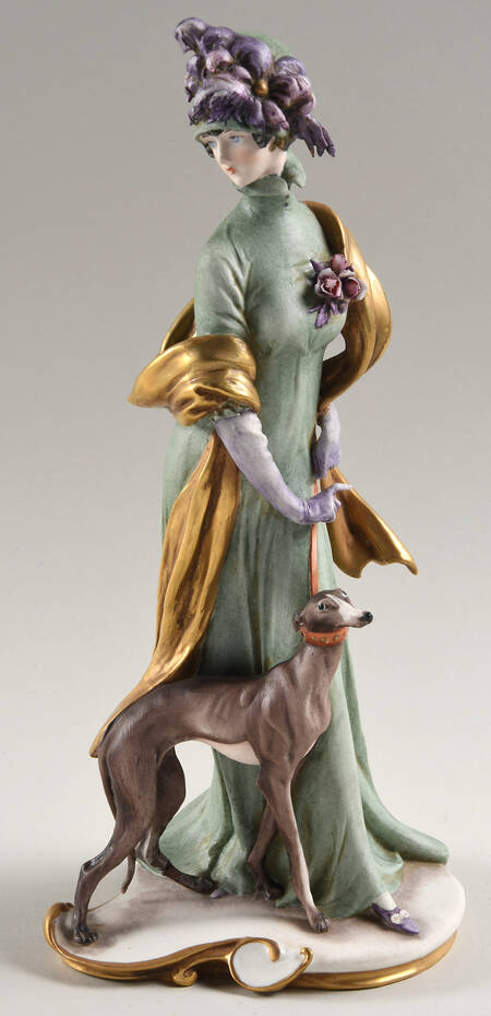 Cappe Figurines Victorian Lady W/ Greyhound - No Box