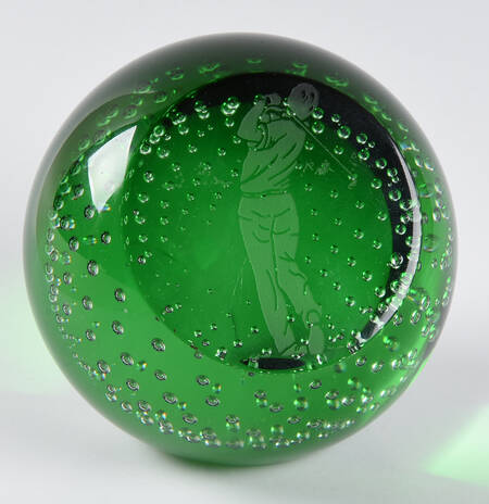 Caithness Paperweight Golfer Swing-Green Clear - With Box Bx776