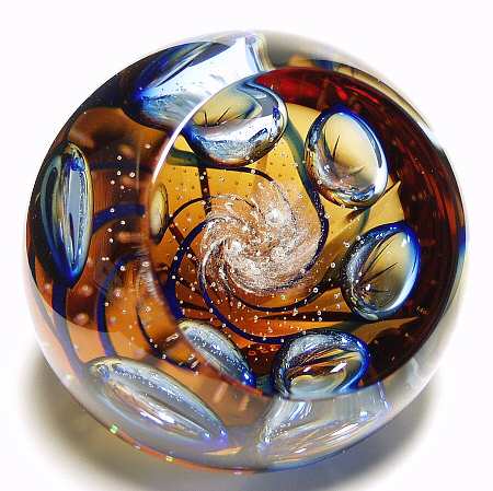 Caithness Paperweight Golden Galaxy - With Box
