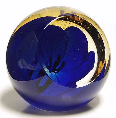 Caithness Paperweight Floral Charms:Blue Anemone - With Box