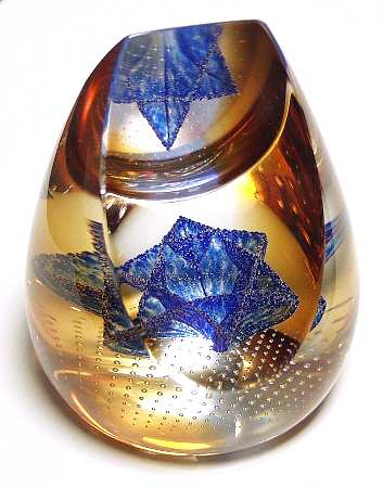 Caithness Paperweight Star Reflection Gold - Boxed