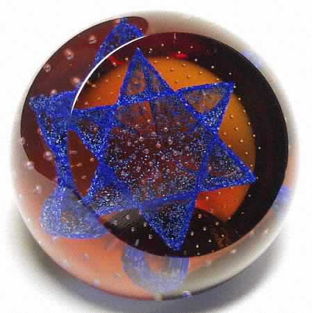 Caithness Paperweight Star Of David Gold - Boxed