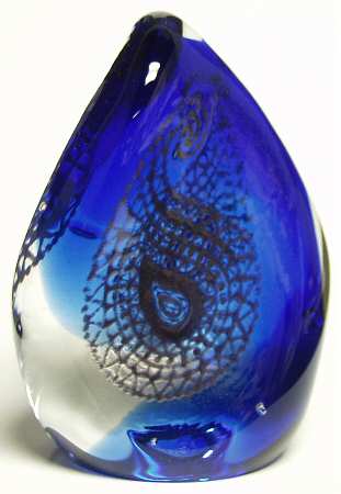 Caithness Paperweight Paisley Twists-Sapphire - Boxed