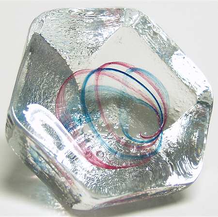 Caithness Paperweight Rox-Clear Pink & Blue - Boxed