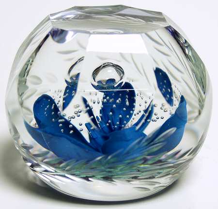 Caithness Paperweight Blue Blossom-William Morris - Boxed