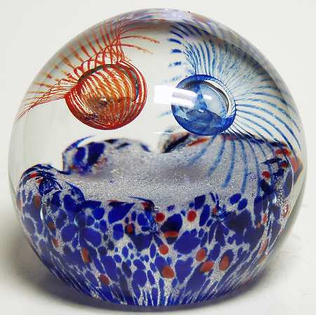 Caithness Paperweight Luscious Lashes-Blue & Red - Boxed