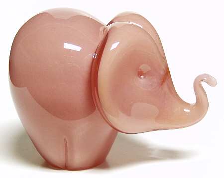 Caithness Paperweight Elephant Pink Medium - Boxed