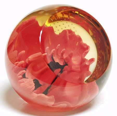 Caithness Paperweight Floral Charms: Red Poppy - Boxed