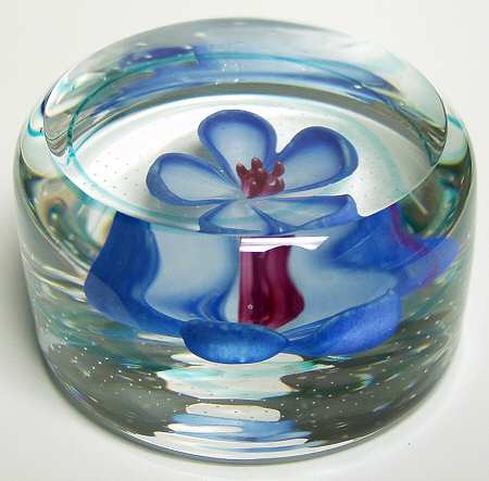Caithness Paperweight Floral Garden-Cool Blue - Boxed