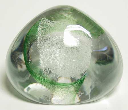 Caithness Paperweight Pebble-Green/Silver - Boxed