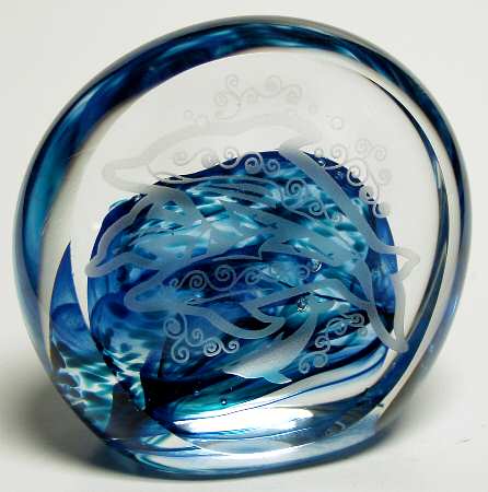 Caithness Paperweight Dolphin Chase - Boxed