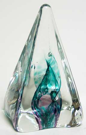 Caithness Paperweight Pyramid Twists-Green - Boxed